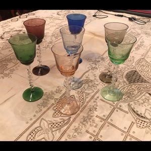 7 Gorgeous Vintage Handblown Colored Glasses